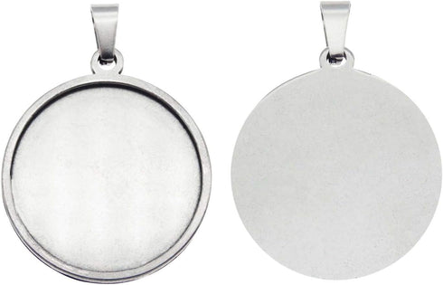 Julie Wang 10 Sets Stainless Steel Bezel Tray Pendant with Glass Cabochons and Chain for Resin Photo Jewelry Necklace Making Round 30x30mm...
