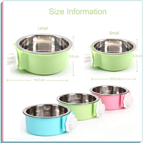 Crate Dog Bowl, Removable Stainless Steel Water Food Feeder Bowls Hanging Pet Cage Bowl Cage Coop Cup for Dogs Cats Puppy Rabbits Bird and Small P...