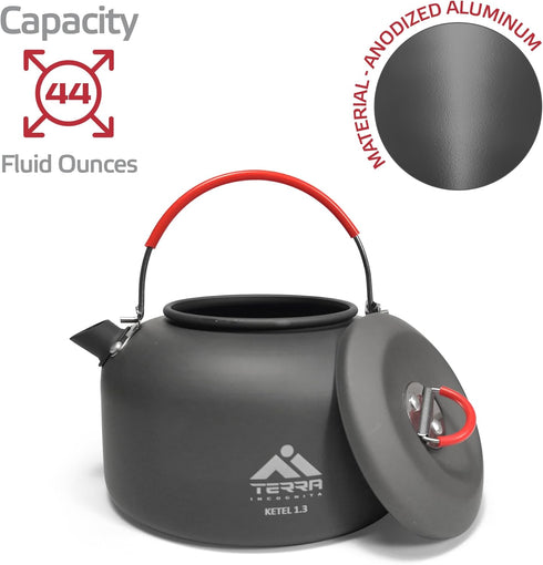 1.3L Aluminum Camping Kettle - Versatile Camping, Hiking, and Backpacking Tea Kettle, Portable Outdoor Adventure Teapot...