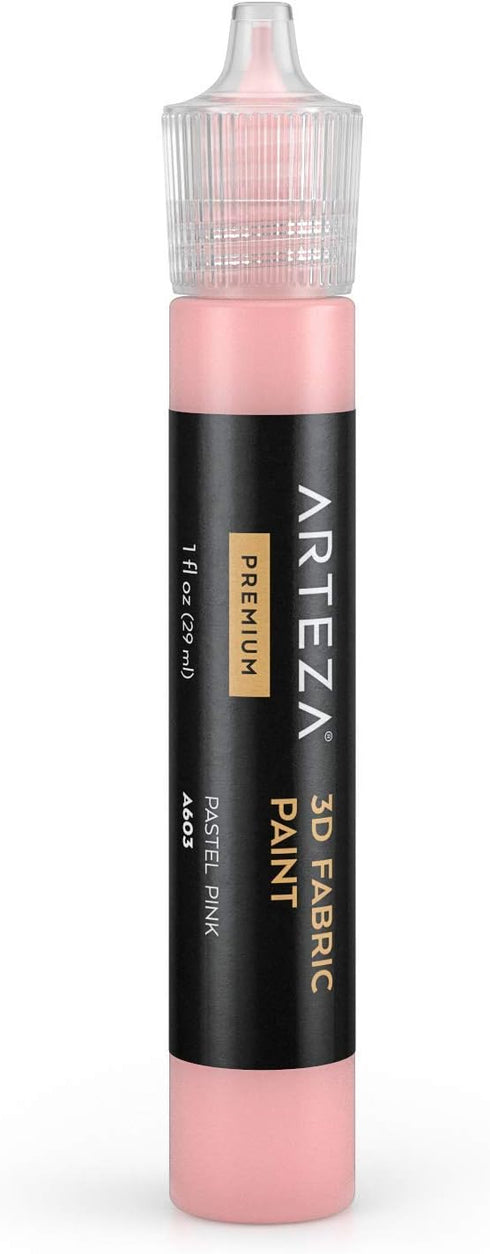Arteza 3D Fabric Paint, Pastel Pink A603, 1oz Tube, Washer & Dryer Safe Textile Paint for Clothing, Accessories, Ceramic, Glass & DIY Projects...