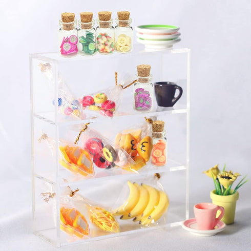 13 Packs Cute 1:12 Miniature Dollhouse Food Lollipop Toast Cheese Bread Donut Fruit Slice Jar Glass Bottle Mini Kitchen Scene Model Simulation DIY...