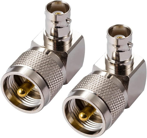 2PCS CB Radio Adapter, UHF Male to BNC Female Right Angle 90-Degree Antenna Adapter, Nickel Plated...