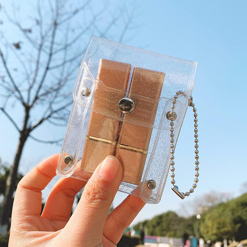 2 Pieces Vertical Transparent Coin Pouch Wallet Pouch with Snap Card Holder Card Business Card Case Lipstick Storage Bag...