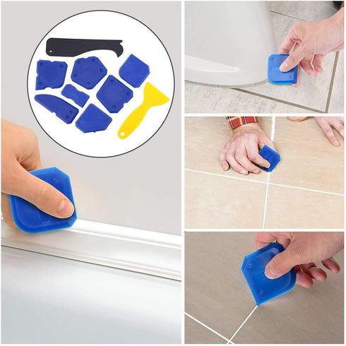 16PCS Silicone Caulk Tools Kit Spreader Scraper Remover Glass Glue Finishing Applicator Kit for Moldling Gluing Floor Fitting...