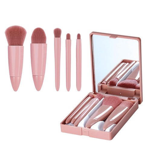 Travel Makeup Brush Set 5PCS Mini Make up Kit Portable Complete Function Cosmetic Brushes Kit Cheap Makeup Brush Kit Cute Makeup Brush for Eyeshad...