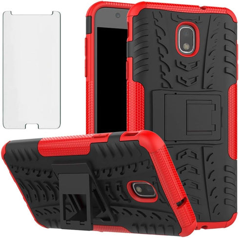 Phone Case for Samsung Galaxy J7 Star J 7 Crown 7J Refine 2018 J7V V 2nd Gen with Tempered Glass Screen Protector Cover Stand Hard Rugged Cell Acc...
