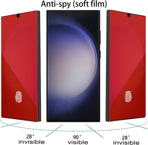 2 Pack Anti-Blue Privacy Screen Protector for Samsung Galaxy S23 Ultra Anti-Spy Soft Red Film Support Finger Unlock 6.8 inch + 2 Pack Camera Lens ...