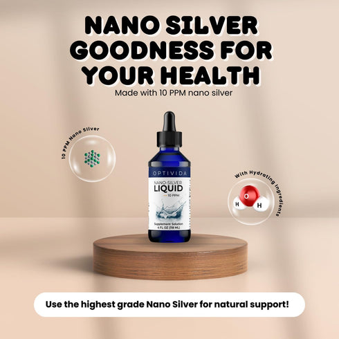 Optivida Health- Colloidal Nano Silver Liquid for Immune Support, Promotes A Healthy Immune System Nano Silver Liquid Solution 10PPM (4 oz.)...