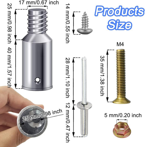 Threaded Tip Replacement Ultra Threaded Tip Repair Kit Aluminum Extension Pole End Adapter Metal Handle Tips for 1 Inch Wood Metal Pole Stick Mop ...