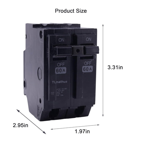 THQL2160 60 amp Breaker 2 Pole Plug-in Mount Standard Circuit Breaker Thermal Magnetic Protection, 10KA 120/240V, Compatible with GE Thick Series ...