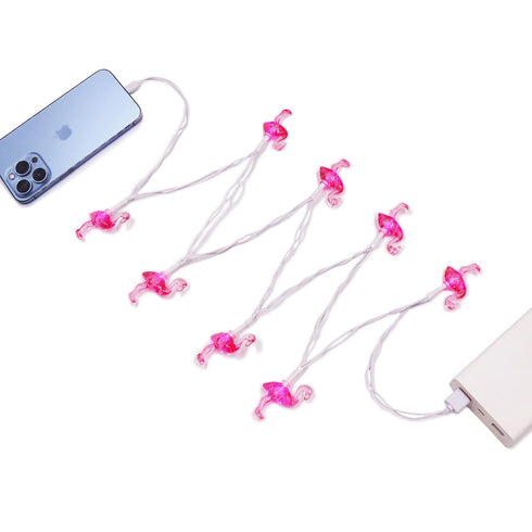 Pink Flamingo USB Christmas Light Phone Charger Cord Designed for Women 50 Inch Compatible with Phone 5~14 Series......
