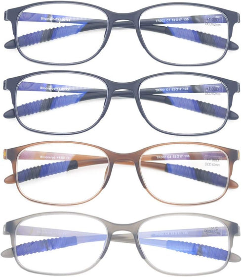 4 Pack Computer Blue Light Blocking Reading Glasses Flexible Lightweight Anti Eyestrain Portable Readers for Women Men +2.00...