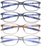 4 Pack Computer Blue Light Blocking Reading Glasses Flexible Lightweight Anti Eyestrain Portable Readers for Women Men +2.00...