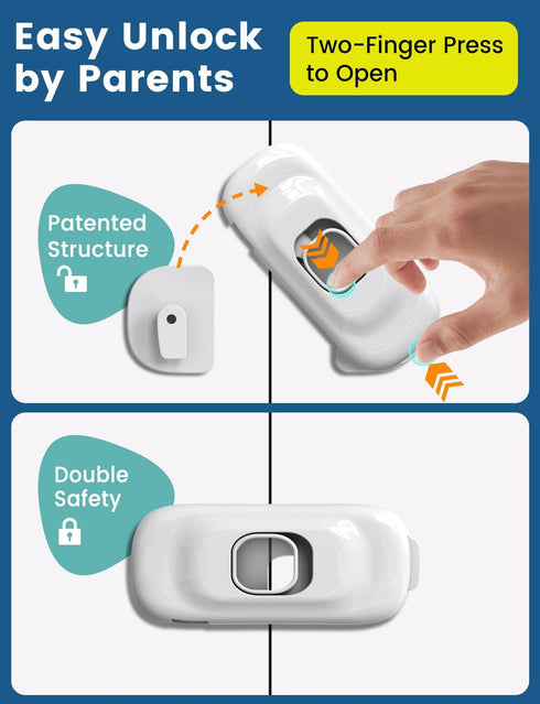 Cabinet Fridge Locks Baby Proofing, 4 Pack Child Proof Cabinet Refrigerator Locks, Baby Child Safety Frigerator Locks for Cabinets, with Strong Ad...