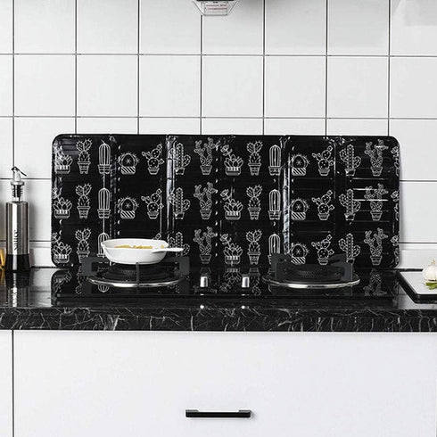 2Pcs Disposable Oil Splash Guard Aluminum Foil Gas Stove Oil Splatter Screen Board Cooking Frying Oil-Proof Splash Kitchen Tool (Black)