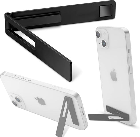 Mini Phone Kickstand, Folding Invisible Portable Metal Cell Phone Stand Holder for Desk, Compatible with iPhone, Samsung and All Cellphones, Black...
