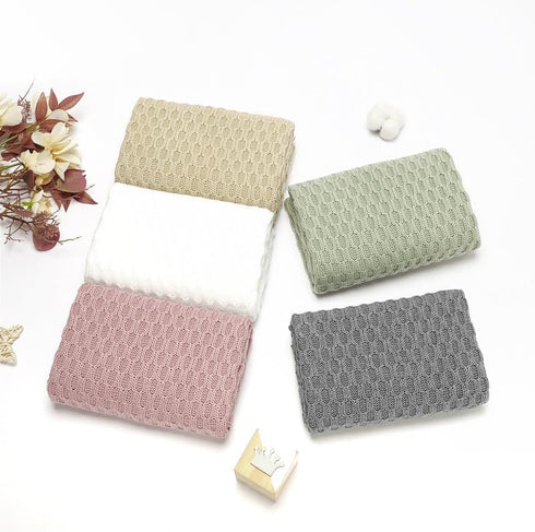 Baby Blanket Boy Girl Knit Soft Swaddle Receiving Blankets for Newborn Nursery Infant Crib Stroller White 30 x 40 Inch...