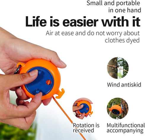 Portable Travel Clothesline Cord, Adjustable 33ft Camping Clothes line, Laundry Drying Rope for Hotel Trip,Camping,Backyard,Outdoor/Indoor,with 20...