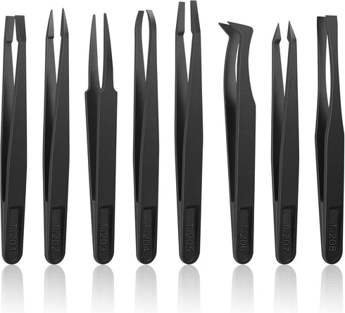 8 Pieces Carnivorous Plant Venus Fly Trap Feeding Tweezers Food Tongs 8 Styles Black Feeding Tongs Carbon Fiber Food Tweezers for Flytraps Pitcher...