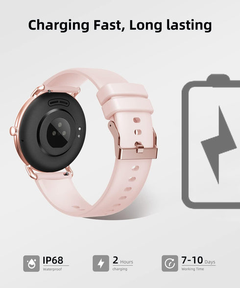 AMOLED Smart Watch (Answer/Make Call) for Women, With/Without Phone Mode, 1.43" Round Fitness Watch, Body Temperature Thermometer, Heart Rate, SpO...