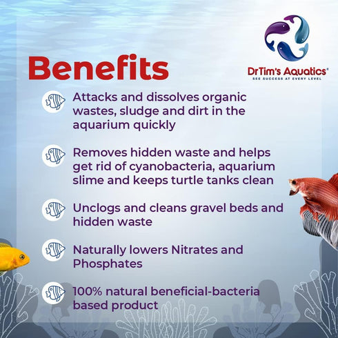 DrTim's Aquatics Freshwater Waste-Away – Natural Fish Tank & Aquarium Waste Management Solution for Dissolving Cleaning Organic Sludge - 4 oz. Tre...