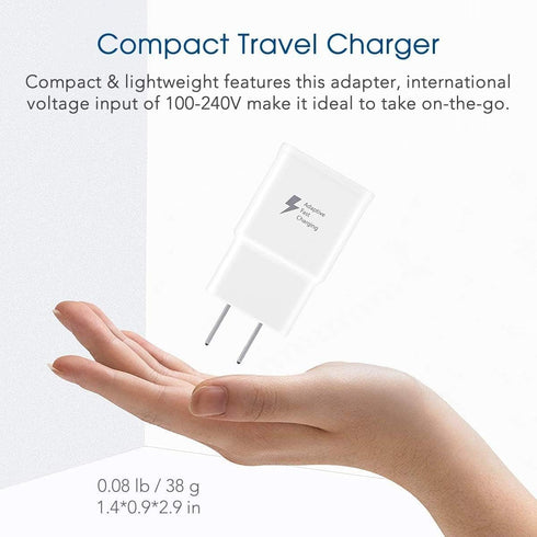 Adaptive Fast Charging USB Wall Charger Adapter for Samsung Galaxy s24 s23 s22 S21S10 S6 S7 S8 S9 / Edge/Plus/Active, Note 5 8, 9, Note 10, LG Qui...
