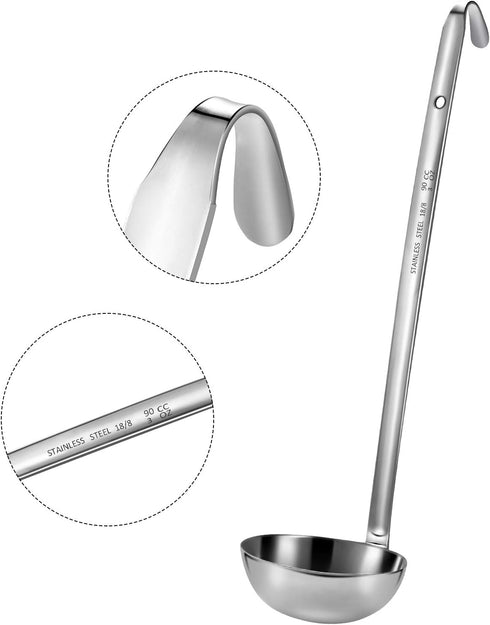 meekoo 3 Pieces Stainless Steel Ladle Soup Handle Ladle with Pouring Rim for Kitchen Cooking Soup Sauce(3 oz)...