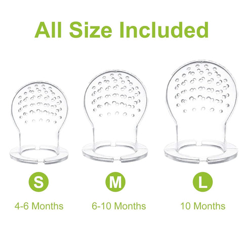 Food Feeder for Baby, Fruit Feeder Pacifier (3 Pcs) with 6 Different Sized Silicone Pacifiers 1 PCS Silicone Baby Food Dispensing Spoon 90ML with ...