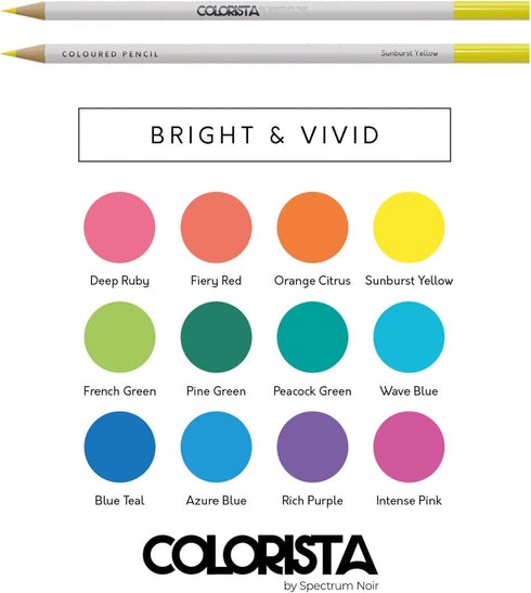 Spectrum Noir Colorista Coloured Pencils - Pack of 12 - Bright & Vivid...