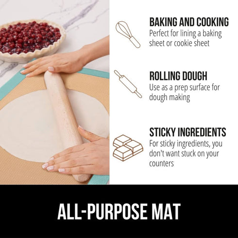 Gorilla Grip BPA-Free Reusable Silicone Baking Mat, 2 Pack, Nonstick Liner for Oven Cookie Sheets, Heat Resistant, No Oil Greasing Needed, Easy to...