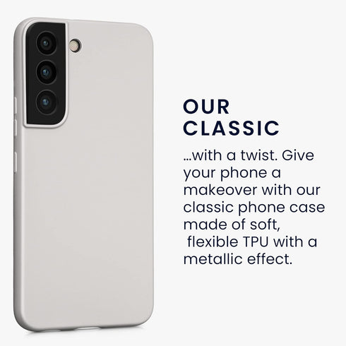 kwmobile Case Compatible with Samsung Galaxy S22 Case - Soft Slim Metallic TPU Silicone Cover - Metallic Silver...