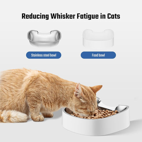 Stainless Steel Cat Bowls: Suitable for Automatic Pet Feeder Cat Whisker Fatigue Relief Friendly Shape and Easy to Clean...