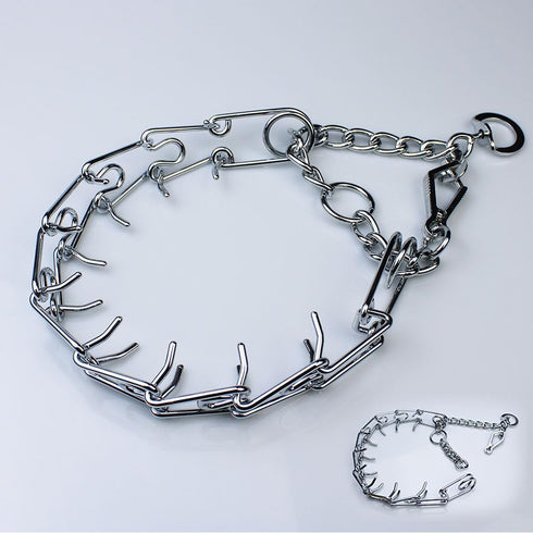 Chrome Plated Prong Dog Collar,no Pull Dog Prong Collar with Spikes,Choke Collar for Dogs Pinch Training Collar (2.5 * 17in)...