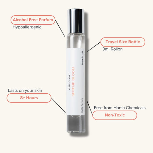 ANTHOLOGY Serene Bloom Roll on Perfume Oil for Women 0.3oz 9 ML | Citrus, Vanilla, Pink Pepper, Jasmine & Iris Notes | Alcohol Free, Travel size, ...