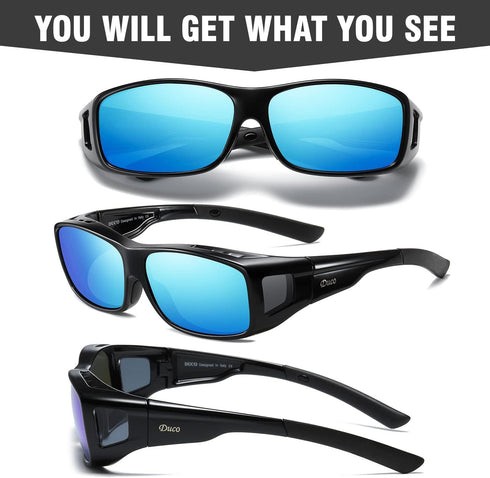 DUCO Polarized Wraparound Fitover Glasses Wear Over Sunglasses for Men Women UV Protection Sun Glasses 8954...