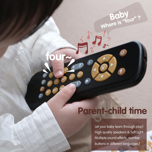 Nueplay Baby TV Remote Control Toy with Light and Sound, Toddler Realistic Controller with 3 Languages, Early Educational Learning Musical Toys, P...