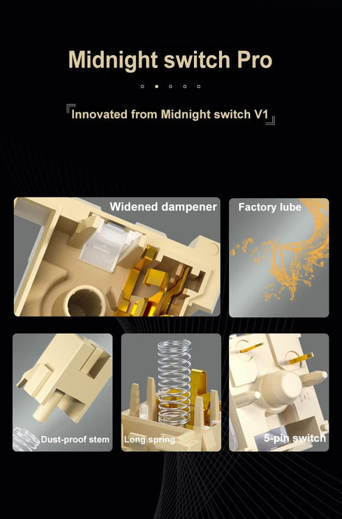 Official Store Mechanical Keyboard Switch Midnight Pro Keystem DIY Tactile Liner 5PIN (10PCS, Liner)...