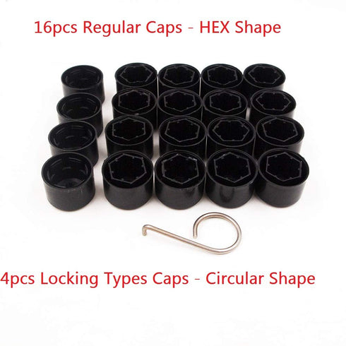 Set of 20 Wheel Bolt Lug Nut Cover Cap with Removal Tool Dismantle Replacement for Wheel 1K0 601 173...