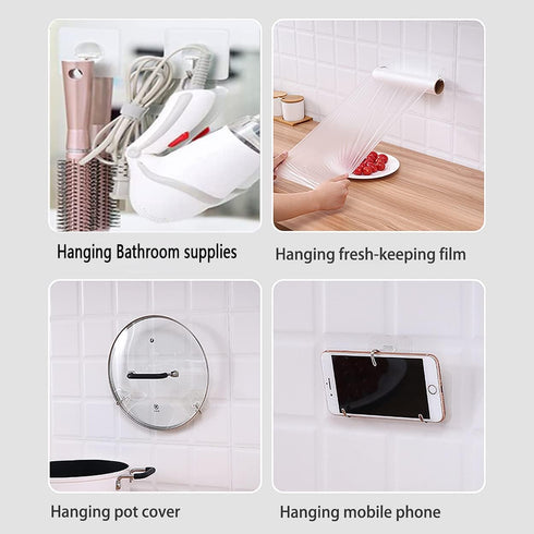 Adhesive Hooks Kitchen Wall Hooks - 24 Packs Heavy Duty 33lb(Max) Nail Free Sticky Hangers with Stainless Hooks Waterproof and Oilproof Reusable U...