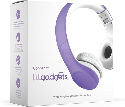 LilGadgets Connect+ Wired Kids Headphones for School w/Microphone, Volume Limiting & Noise Reduction On-Ear Headset w/Cord, SharePort Technology &...