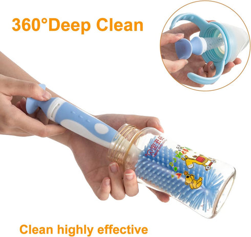 Multifunctional Cleaning Brush, Baby Bottle Brush, Bottle Brush Cleaner (Rotate The suction cup to obtain The small bristle brushes) Set Z, Yellow...