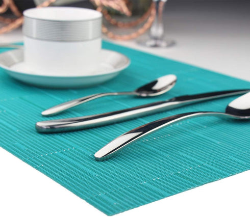 Vinyl Placemats Washable Table Mats Easy to Clean Woven Placemats for Kitchen Dining Table Set of 4 (Turquoise)...