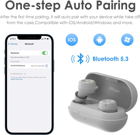 PALOVUE Wireless Earbuds, in-Ear Earphones with Bluetooth 5.3, Built-in Mic, 35H Playtime Deep Bass Stereo, with Lightweight Compact Charging Case...