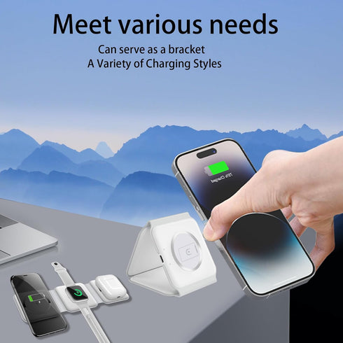 3 in-1 Charging Station for Apple Multiple Devices?Foldable Magnetic Wireless Charger Pad?Travel Charging Station for iPhone15 14 13 12 Series Wat...