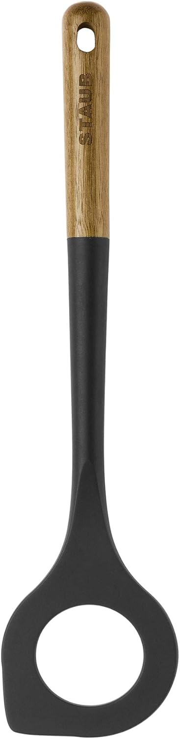 STAUB Risotto Spoon, Cooking Utensil, Perfect for Stirring and Serving Risotto, Durable BPA-Free Matte Black Silicone, Acacia Wood Handles, Safe f...