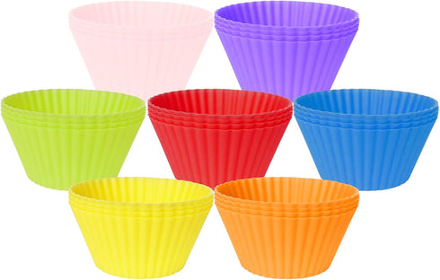 28 Pack Silicone Baking Cups, 7 Colors 2.64 inches Muffin Cups, Reusable Cupcake Mold, Non-Stick Cake Lining...