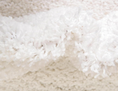 Unique Loom Davos Shag Collection Area Rug - Solid (2' Round, White/ Ivory)...