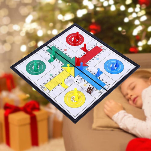 Ludo Game Board Set -9.5”, Magnetic Folding Travel Classic Strategy Game for Kids and Adults (Right Angled)...