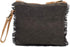 Myra Bag Second Impression Upcycled Canvas & Cowhide Leather Wristlet Pouch Bag S-1261...