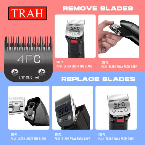 10# Blade Dog Grooming Clipper Replacement Blades Compatible with Andis Dog Clippers,Most A5, Wahl KM Series Clippers,Detachable Ceramic Blade,Siz...